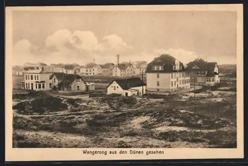 AK Wangerooge, Ortspartie aus den Dünen gesehen