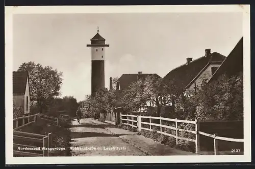 AK Wangerooge, Robbenstrasse mit Leuchtturm