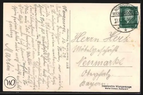 AK Wangerooge, Robbenstrasse mit Leuchtturm