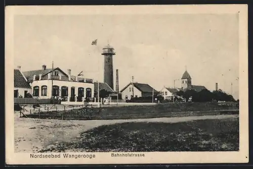 AK Wangerooge, Bahnhofstrasse, Leuchtturm, Kirche