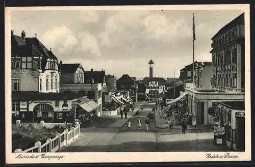 AK Wangerooge, Zedelius-Strasse, Blick zum Leuchtturm