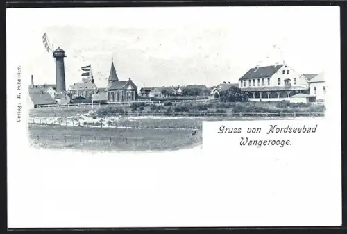 AK Wangerooge, Leuchtturm, Kirche, Kurhaus