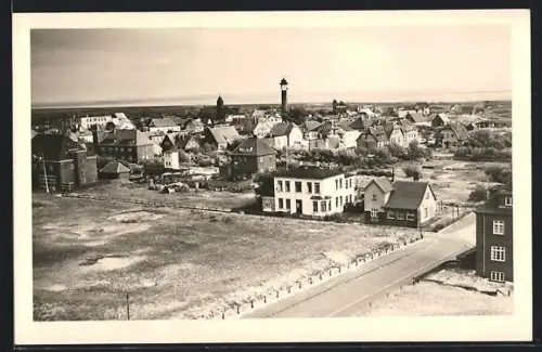 AK Wangerooge, Ortsansicht mit Leuchtturm und Kirche