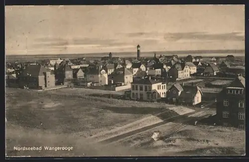 AK Wangerooge, Ortsansicht mit Leuchtturm