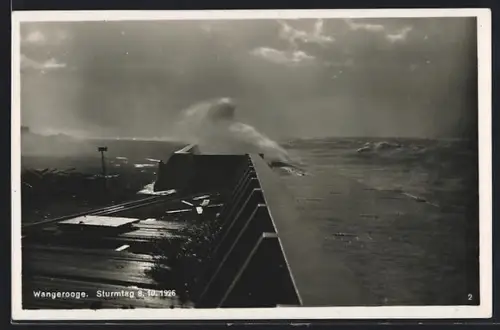 Foto-AK Wangerooge, Sturmflut am 8. Oktober 1926