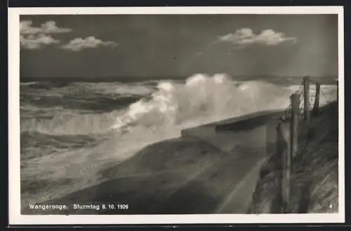 Foto-AK Wangerooge, Sturmflut am 8.10.1926