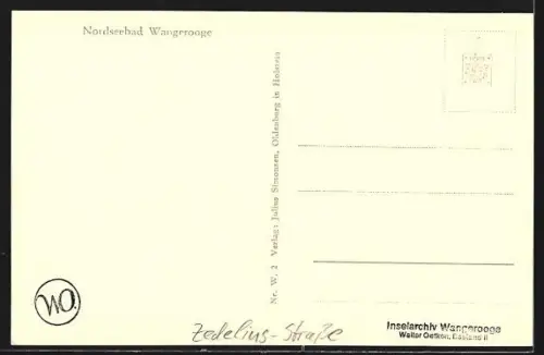 AK Wangerooge, Zedelius-Strasse, Geschäftshäuser und Hotels, Strassenansicht