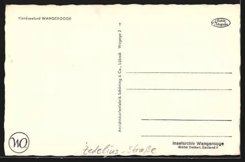 AK Wangerooge, Zedeliusstrasse, Strassenansicht mit Passanten und Gebäuden