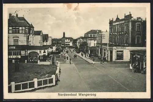 AK Wangerooge, Zedelius-Strasse, Strassenansicht mit Hotel Hanken