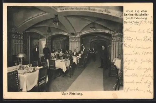 AK Berlin-Schöneberg, Gaststätte Ratskeller, Wein-Abteilung, Inh. H. Falkenberg
