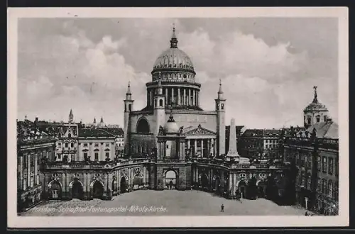 AK Potsdam, Schloss, Fortunaportal, Nikolaikirche