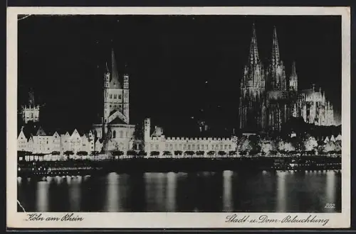 AK Köln am Rhein, Stadt- und Dom-Beleuchtung