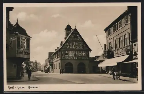 AK Gross-Gerau, Rathaus, Hotel Adler, Geschäft J.F. Lahr