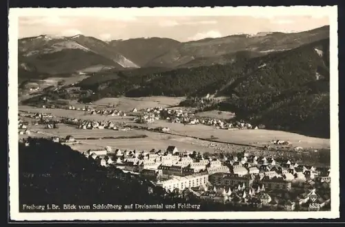 AK Freiburg i. Br., Blick vom Schlossberg auf Dreisamtal und Feldberg