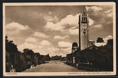 AK München, Isarpartie mit Deutschem Museum