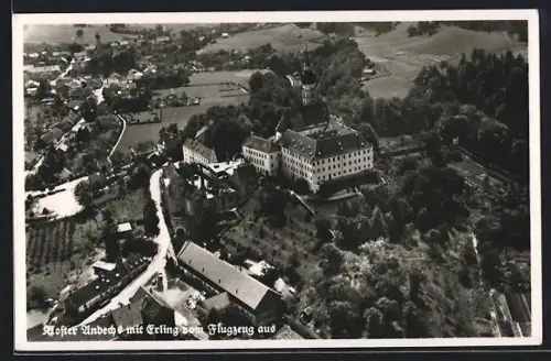 AK Andechs, Kloster Andechs mit Erling vom Flugzeug aus