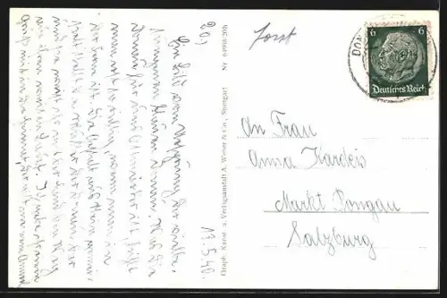 AK Donaueschingen, Partie im Ort, Donauquelle