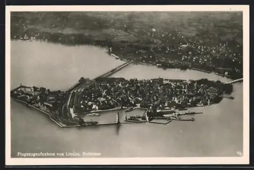 AK Lindau /Bodensee, Flugzeugaufnahme der Insel