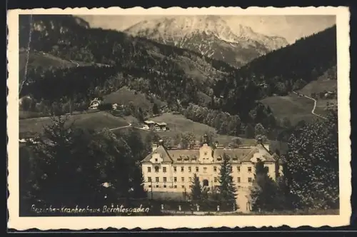 AK Berchtesgaden, Bezirks-Krankenhaus mit Bergpanorama
