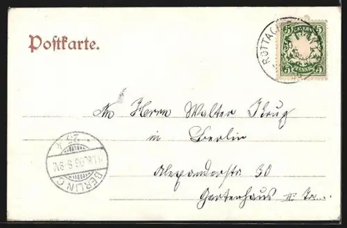 AK Tegernsee, Blick von Norden, Dampfeisenbahn