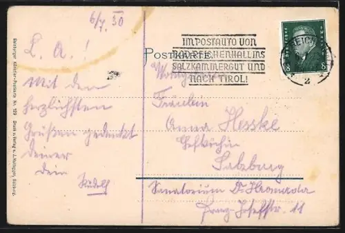 Künstler-AK Bad Reichenhall, Stadtansicht mit Bergen