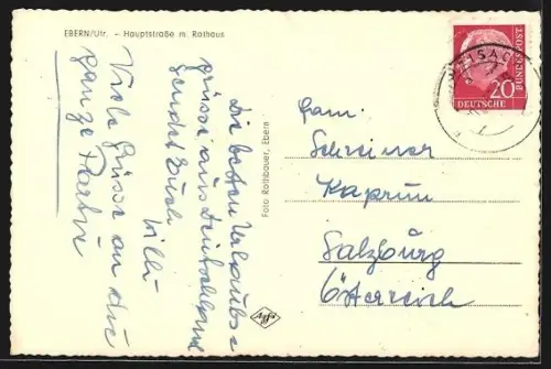 AK Ebern /Ufr., Hauptstrasse mit Rathaus