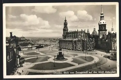 AK Dresden, Blick vom Zwingerwall auf den Platz