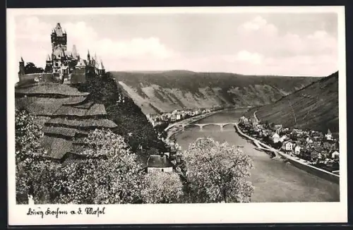 AK Kochem a. d. Mosel, Burg mit Blick auf die Mosel