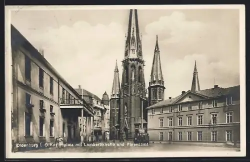 AK Oldenburg i. O., Kasinoplatz, Lambertikirche, Finanzamt