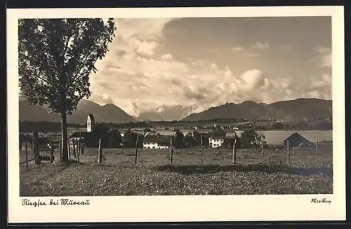 AK Riegsee bei Murnau, Ortsansicht mit Kirche
