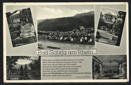 AK Bad Salzig am Rhein, Kurhaus, Kurpark, Parkhotel, Trinkhalle