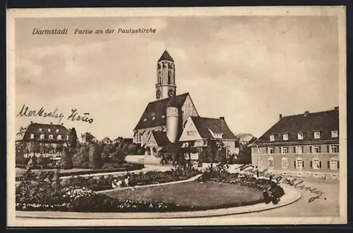AK Darmstadt, Partie an der Pauluskirche