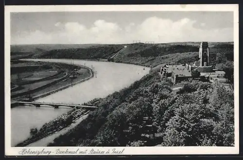 AK Hohensyburg, Denkmal mit Stausee und Insel