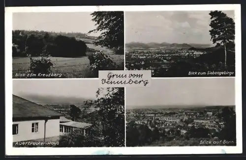 AK Bonn /Venusberg, Auerbrucker-Haus, Blick zum Kreuzberg, Siebengebirge, Blick auf Bonn