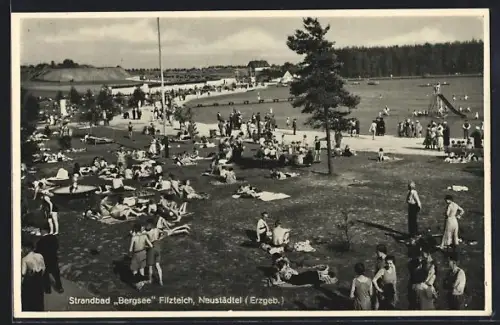 AK Neustädtel /Erzgeb., Strandbad Bergsee Filzteich