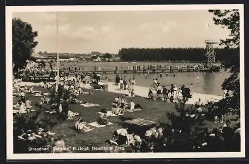 AK Neustädtel /Erzgeb., Strandbad Bergsee Filzteich