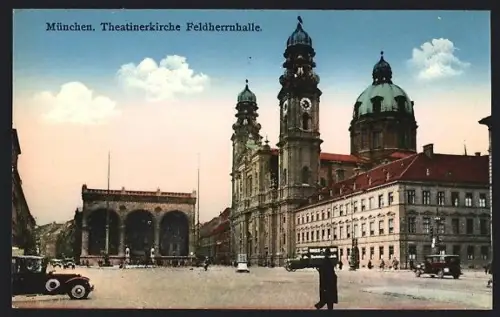 AK München, Theatinerkirche, Feldherrnhalle