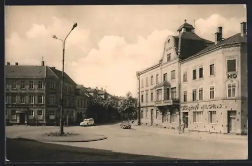 AK Wurzen, Friedrich-Engels-Platz, Gasthaus Milchbar