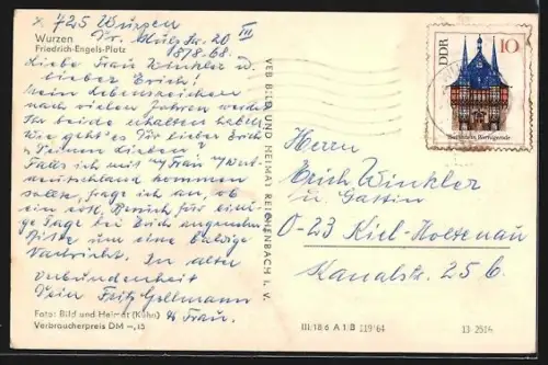 AK Wurzen, Friedrich-Engels-Platz, Gasthaus Milchbar