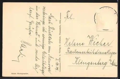 AK Traunstein, Ortsansicht mit Bergpanorama