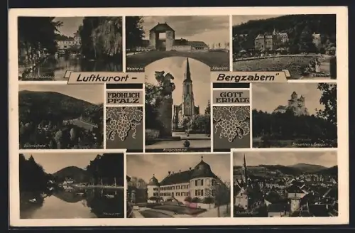 AK Bergzabern, Weintor bei Schweigen, Kurhaus Friedrichsruhe, Schloss