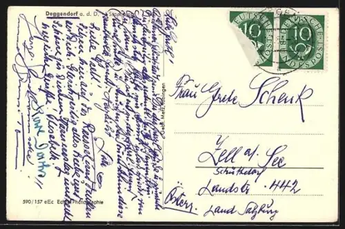 AK Deggendorf a. d. Donau, Stadtplatz mit Kirche