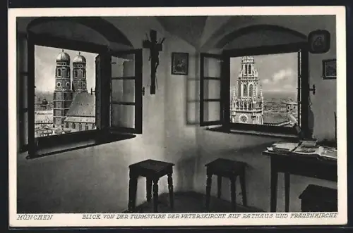 AK München, Blick von der Turmstube der Peterskirche