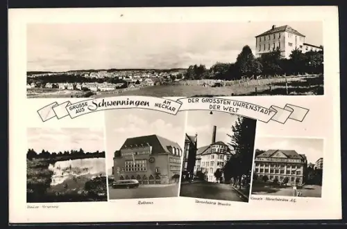 AK Schwenningen am Neckar, Uhrenfabrik Mauthe, Rathaus, Uhrenfabrik A.G., Neckar-Ursprung