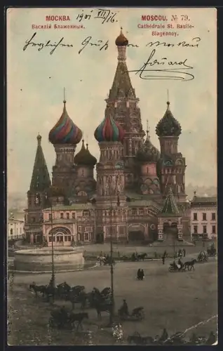 AK Moscou, Cathedrale St. Basile-Blagennoy um 1900