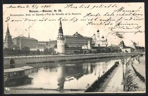 AK Moscou, Vue du Kremlin et la Moscova