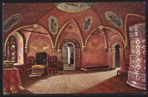 Künstler-AK Konstantinoff, Der Thronsaal des Zaren Alexis Mikhailowitsch