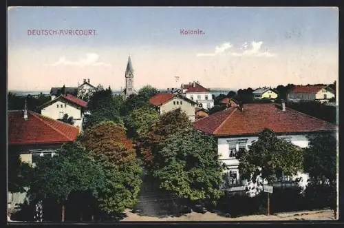 AK Deutsch-Avricourt, Vue sur la colonie avec l`église en arrière-plan
