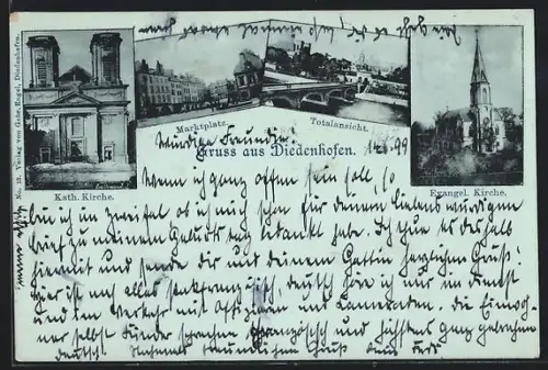 AK Diedenhofen, Marktplatz und Kirchenansichten