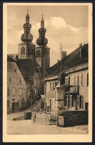 AK Sankt Quirin, Blick zur Kirche